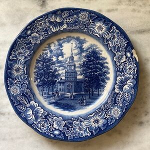 Vintage Liberty Blue Independence Hall plate